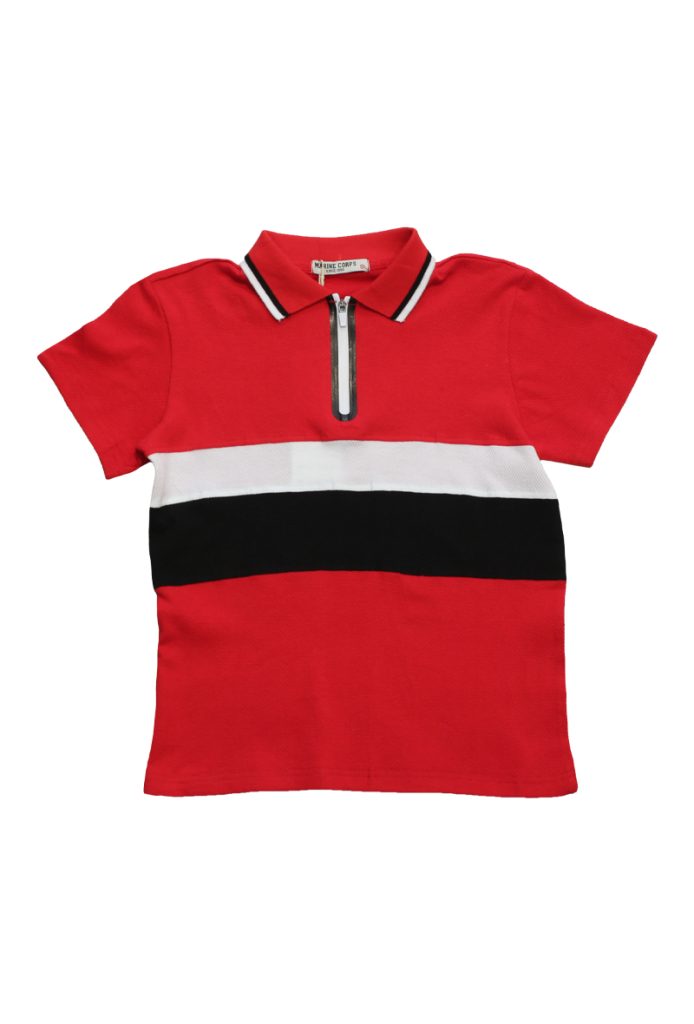 kb-1082-t-shirt-polo-rouge-bande-noir